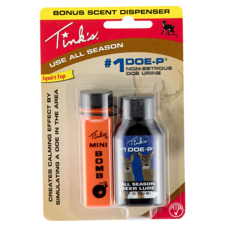 Tinks W6249 1 DoeP wMini Bomb Deer Attractant Doe Urine Scent 1oz Bottle