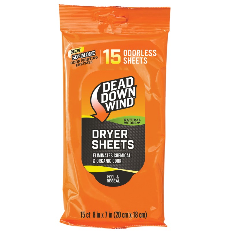 Dead Down Wind 11913 Dryer Sheets  Cover Scent Natural Woods Scent Dryer Sheet 15 Per Pkg