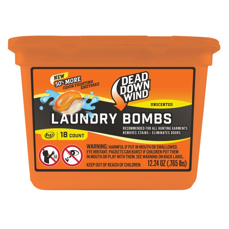 Dead Down Wind 118318 Laundry Bombs  Odor Eliminator Unscented Scent 12.24 oz Tub 18 count