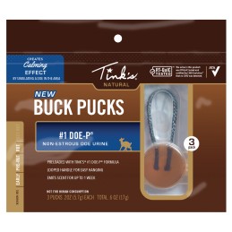 Tinks W6341 1 DoeP Buck Pucks Deer Attractant Doe Urine Scent Hang 3 Pack