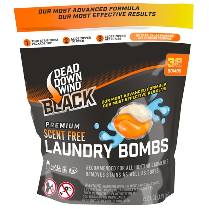 Dead Down Wind 118418 Laundry Bombs Black Premium Odor Eliminator Unscented Scent 36CT