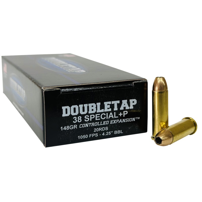 DoubleTap Ammunition 38SP148CE   38 Special 148 gr Controlled Expansion JHP 20 Per Box 50 Case