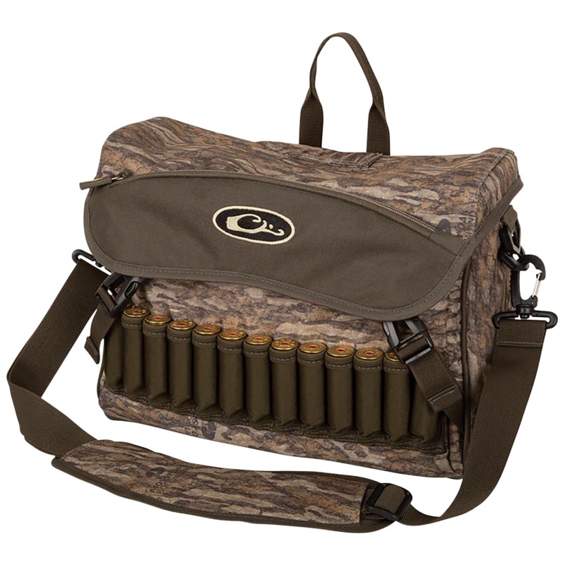 Drake Waterfowl DA1040006 Shoulder Bag 2.0 Mossy Oak Bottomland 6 Storage Pockets Exterior Storage  Shell Loops Choke Tube Sleev