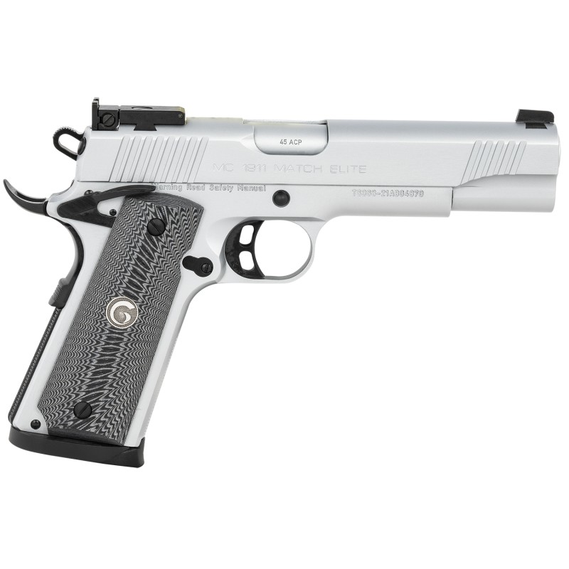 EAA GIRSAN 390095 MC1911 S Match Elite Full Size Frame 45 ACP 81 5 Matte Stainless Match Grade Barrel Serrated Steel Slide  Fram