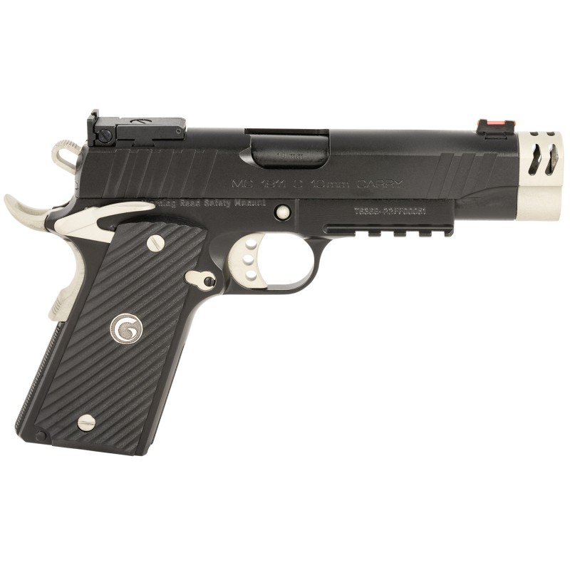 EAA GIRSAN 390616 MC1911 C  Carry Frame 10mm Auto 91 4.40 Black Compensated Barrel Black Serrated Steel Slide  Frame wBeavertail