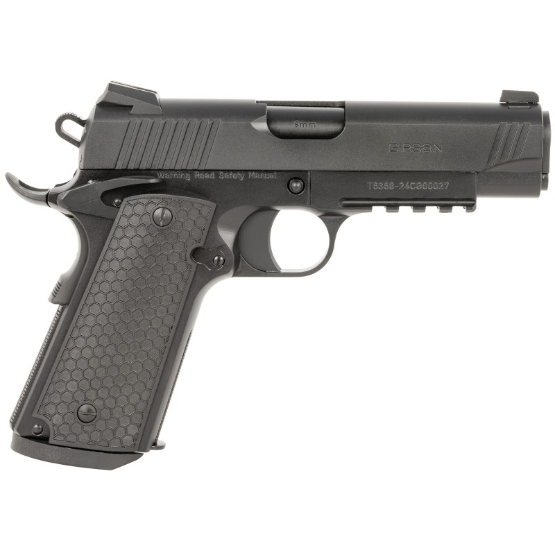 Girsan 392070 MC1911 C Untouchable Compact Frame 45 ACP 81 4.40 Black Steel Barrel Black Serrated Steel Slide  Frame wBeavertail