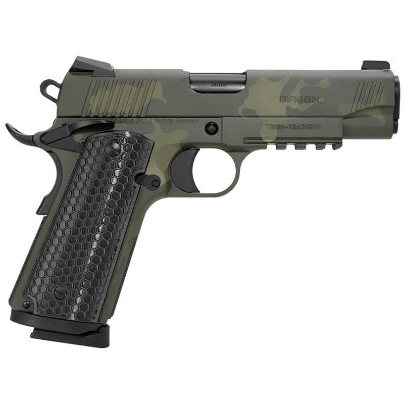 Girsan 392071 MC1911 C Untouchable Compact Frame 9mm Luger 91 4.40 Black Steel Barrel OD Camo Serrated Steel Slide  Frame wBeave