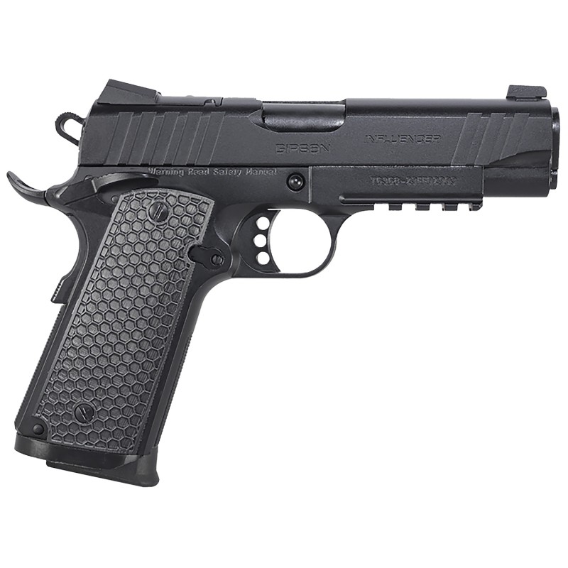 Girsan 391045 MC1911 C Influencer Compact 10mm Auto 91 4.40 Blued Steel Barrel Black Cerakote Optic ReadySerrated Steel Slide  F