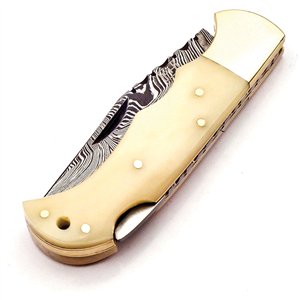 Lockback Damascus Bone