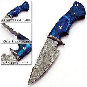 Fixed Blade Damascus Blue