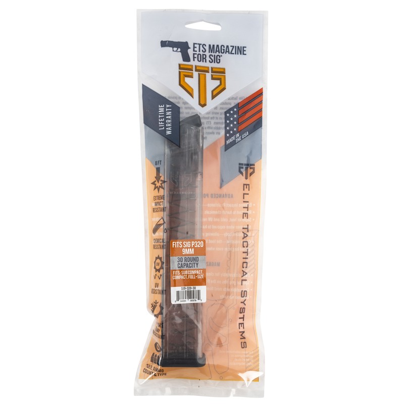 ETS Group SG932030 Pistol Mags  Clear Detachable 30rd 9mm Luger for Sig P320