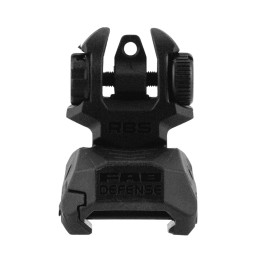 FAB Defense FXRBS Rear BackUp Sight  for AR15 M16 M4 Dual Aperture Low Folded Profile SpringLocked Deployment Black Polymer  Met