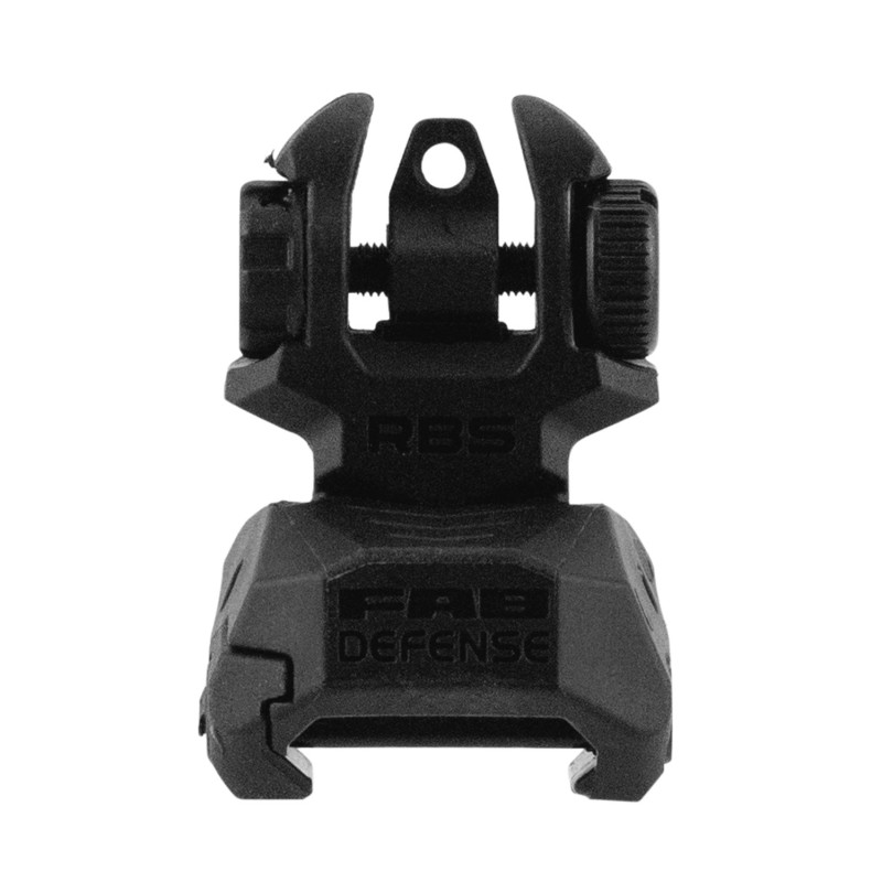 FAB Defense FXRBS Rear BackUp Sight  for AR15 M16 M4 Dual Aperture Low Folded Profile SpringLocked Deployment Black Polymer  Met