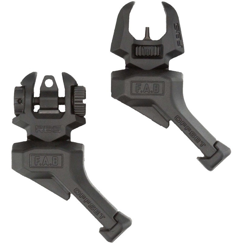 FAB Defense FXFRBSOSB Front and rear Set of Offset FlipUp Sights  Black