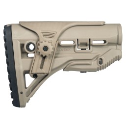 FAB Defense FXGLSHOCKCP GLShock  Buttstock for AR15 M16 M4 wAdjustable CheekRest  AntiRattle Mechanism Flat Dark Earth MilSpec R