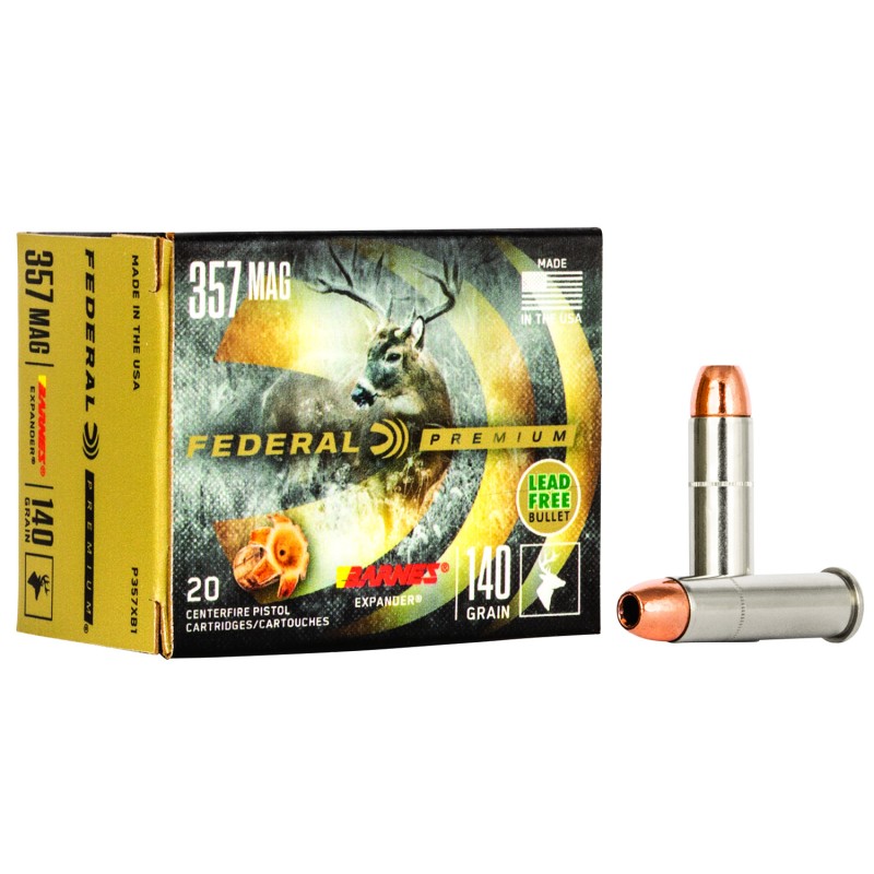 Federal P357XB1 Premium  357 Mag 140 gr Barnes Expander BRX 20 Per Box 10 Case