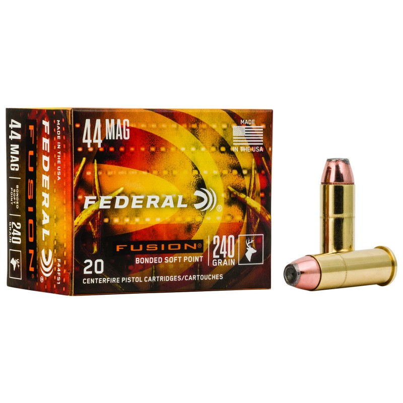 Federal F44SF1 Fusion Handgun 44 Rem Mag 240 gr Fusion Soft Point 20 Per Box 10 Case