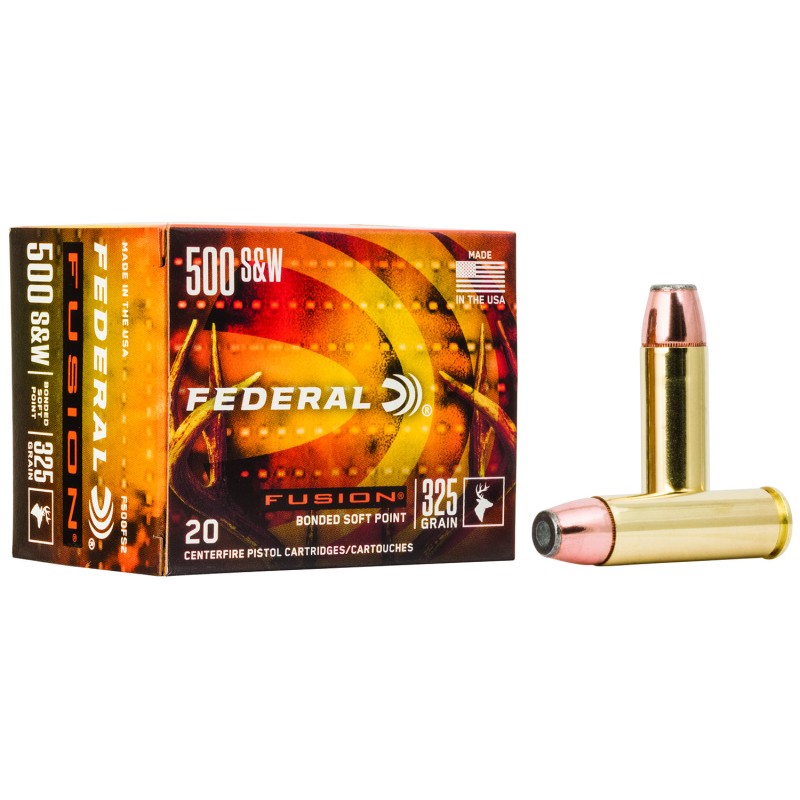 Federal F500FS2 Fusion Handgun 500 SW Mag 325 gr Fusion Soft Point 20 Per Box 10 Case