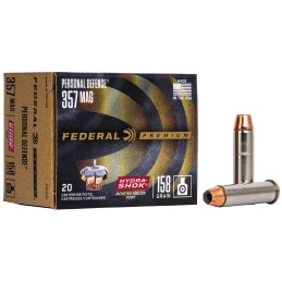 Federal P357HS1 Premium Personal Defense 357 Mag 158 gr HydraShok Jacketed Hollow Point 20 Per Box 25 Case