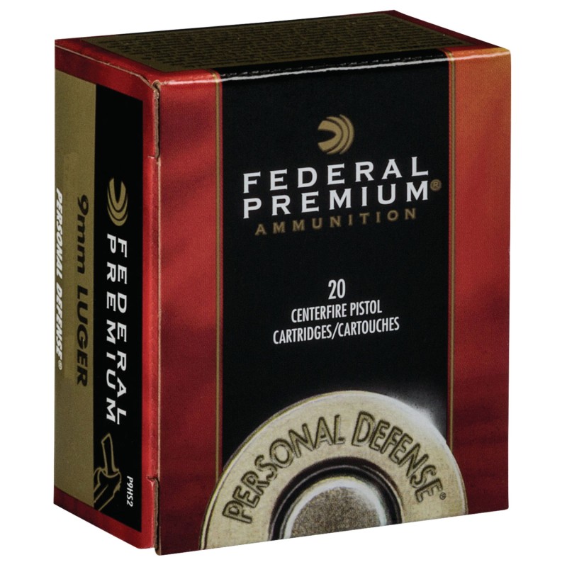 Federal P9HS1 Premium Personal Defense 9mm Luger 124 gr Hydra Shok Jacketed Hollow Point 20 Per Box 25 Case