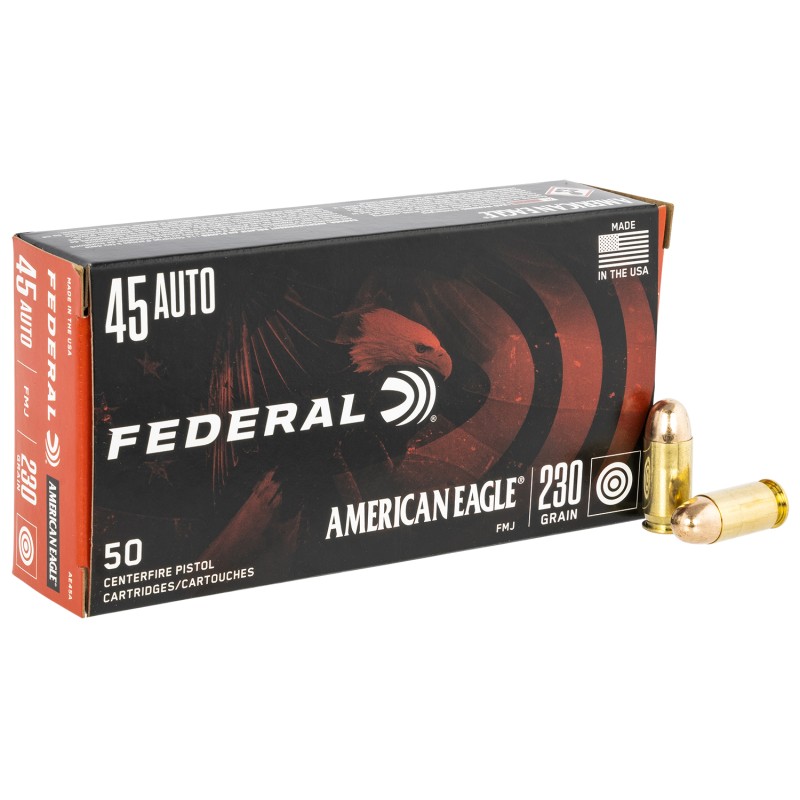 Federal AE45A American Eagle Handgun 45 ACP 230 gr Full Metal Jacket 50 Per Box 20 Case