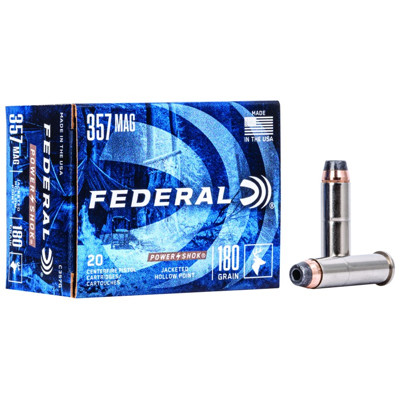 Federal C357G PowerShok Handgun 357 Mag 180 gr Jacket Hollow Point 20 Per Box 25 Case