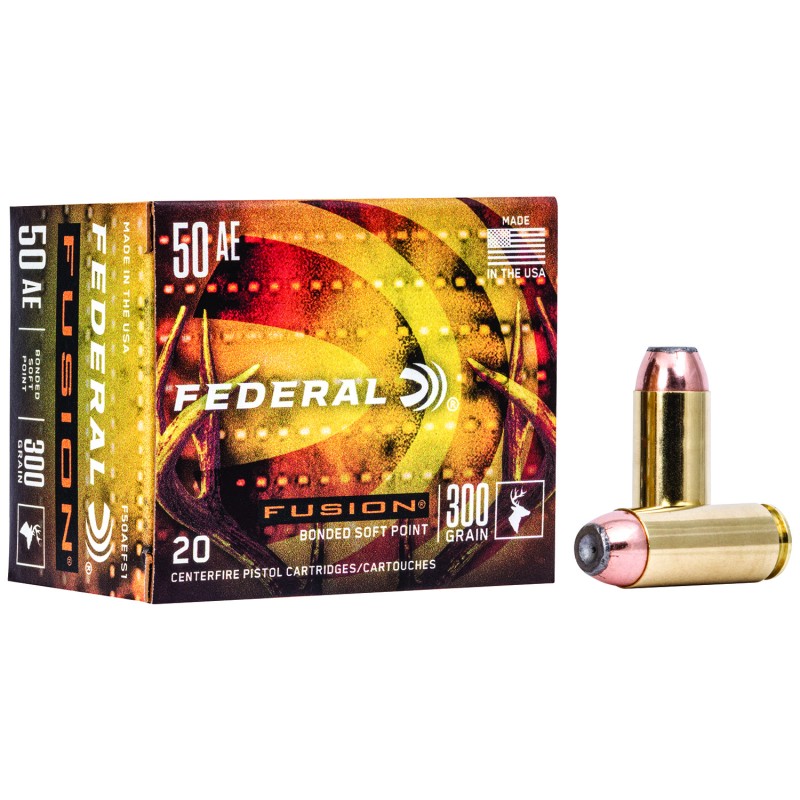 Federal F50AEFS1 Fusion Handgun 50 AE 300 gr Fusion Soft Point 20 Per Box 10 Case