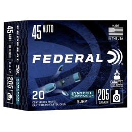 Federal S45SJT1 Syntech Defense 45 ACP 205 gr Segmented Jacketed Hollow Point 20 Per Box 10 Case