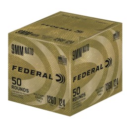 Federal C9N882 Military Grade  9mm Luger 124 gr Full Metal Jacket 50 Per Box 10 Case