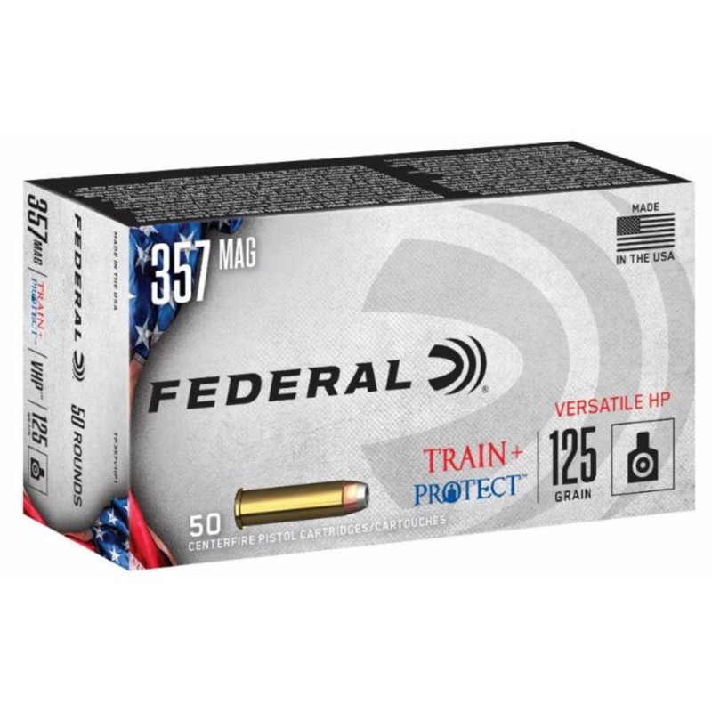 Federal TP357VHP1 Train  Protect  357 Mag 125 gr Versatile Hollow Point 50 Per Box 10 Case