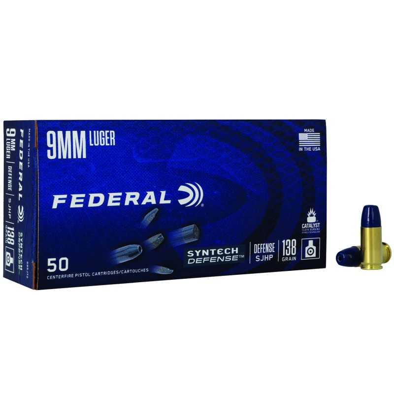 Federal S9SJT2 Syntech Defense 9mm Luger 138 gr Segmented Jacketed Hollow Point 50 Per Box 10 Case