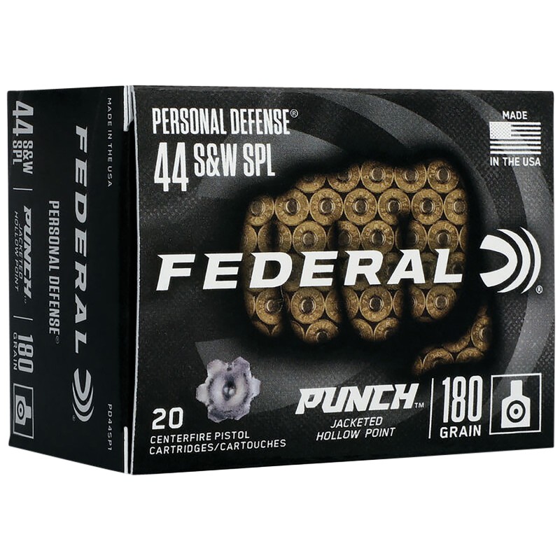 Federal PD44SP1 Premium Personal Defense 44 SW Spl 180 gr Jacketed Hollow Point 20 Per Box 10 Case