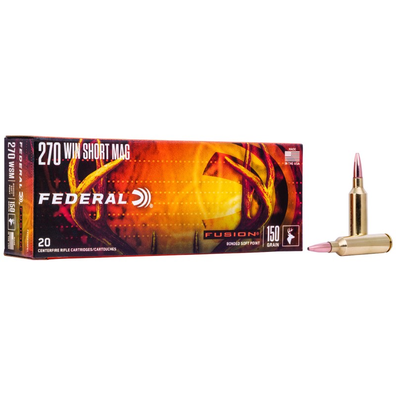 Federal F270WSMFS1 Fusion  270 WSM 150 gr Fusion Soft Point 20 Per Box 10 Case