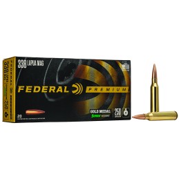 Federal GM338LM Premium Gold Medal 338 Lapua Mag 250 gr Sierra MatchKing BTHP 20 Per Box 10 Case