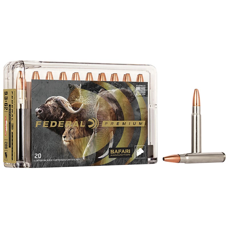 Federal P9362SA Premium Safari CapeShok 9.3mmx62 Mauser 286 gr Swift A Frame 20 Per Box 10 Case