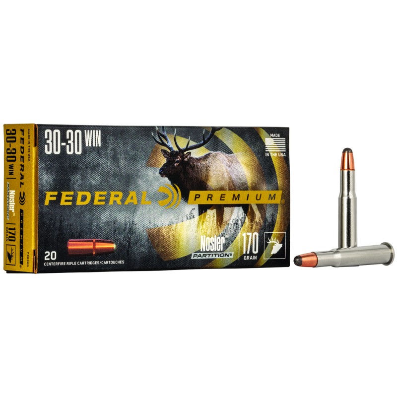 Federal P3030D Premium  3030 Win 170 gr Nosler Partition 20 Per Box 10 Case