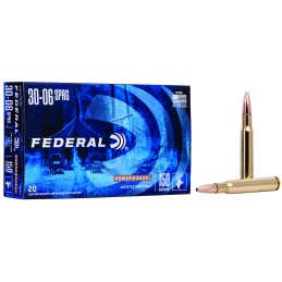 Federal 3006A PowerShok  3006 Springfield 150 gr Jacketed Soft Point 20 Per Box 10 Case