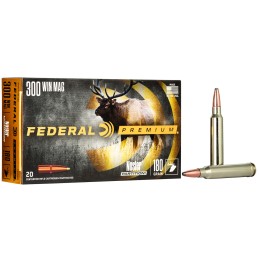 Federal P300WD2 Premium  300 Win Mag 180 gr Nosler Partition 20 Per Box 10 Case