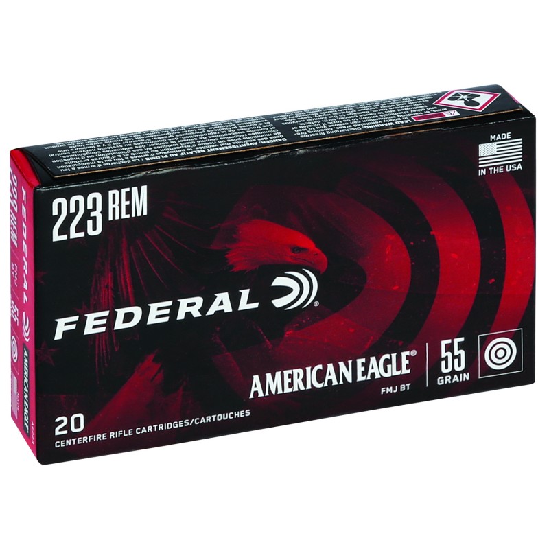 Federal AE223 American Eagle Rifle 223 Rem 55 gr Full Metal Jacket Boat Tail 20 Per Box 25 Case