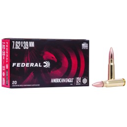 Federal A76239A American Eagle Rifle 7.62x39mm 124 gr Full Metal Jacket 20 Per Box 25 Case