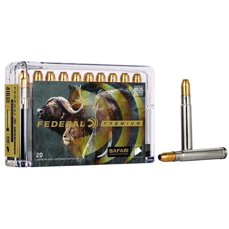 Federal P416RT2 Premium Safari CapeShok 416 Rem Mag 400 gr Trophy Bonded Sledgehammer Solid 20 Per Box 10 Case