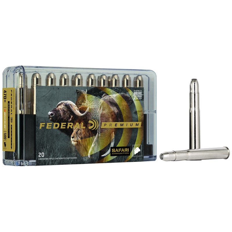 Federal P470T1 Premium Safari CapeShok 470 Nitro Express 500 gr Trophy Bonded Bear Claw 20 Per Box 10 Case