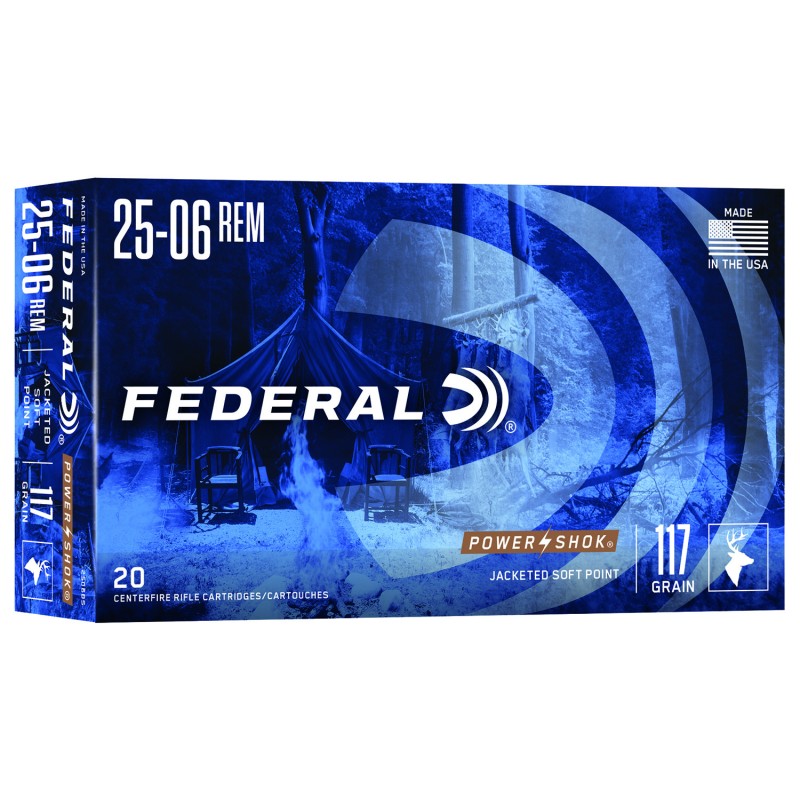 Federal 2506BS PowerShok  2506 Rem 117 gr Jacketed Soft Point 20 Per Box 10 Case