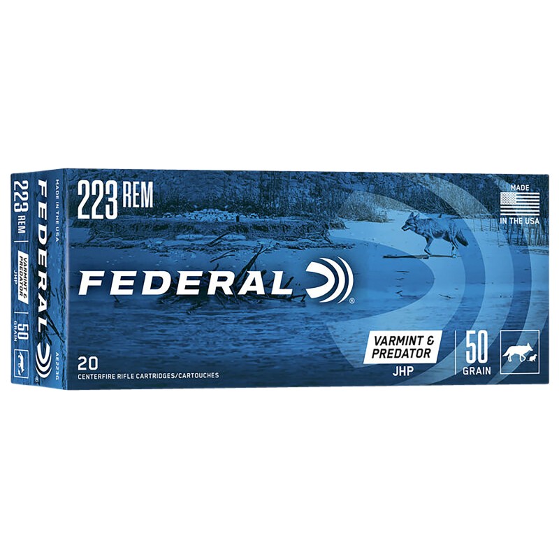 Federal AE223G American Eagle Varmint  Predator 223 Rem 50 gr Jacketed Hollow Point 20 Per Box 25 Case