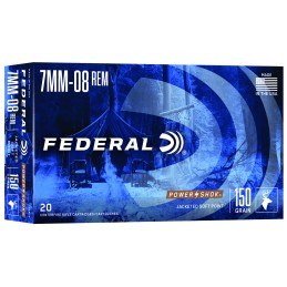 Federal 708CS PowerShok  7mm08 Rem 150 gr Jacketed Soft Point 20 Per Box 10 Case