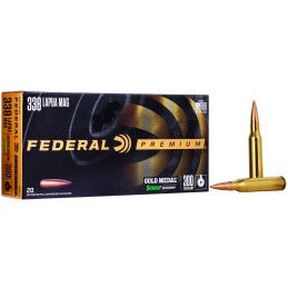 Federal GM338LM2 Premium Gold Medal 338 Lapua Mag 300 gr Sierra MatchKing BTHP 20 Per Box 10 Case