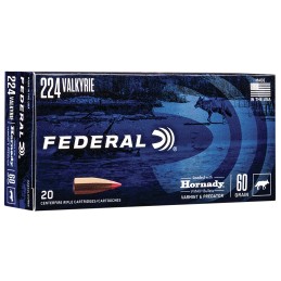 Federal V224VLKVM60 Varmint  Predator  224 Valkyrie 60 gr Hornady V Max 20 Per Box 10 Case