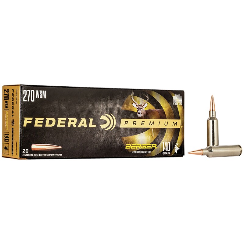 Federal P270WSMBCH1 Premium  270 WSM 140 gr Berger Hybrid Hunter 20 Per Box 10 Case