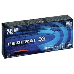 Federal V243VM75 Varmint  Predator  243 Win 75 gr Hornady V Max 20 Per Box 10 Case