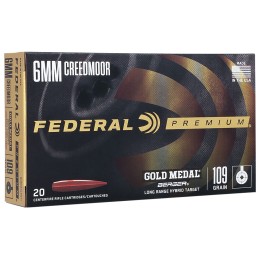 Federal GM6CRDLRHT1 Premium Gold Medal 6mm Creedmoor 109 gr Berger Long Range Hybrid Target 20 Per Box 10 Case